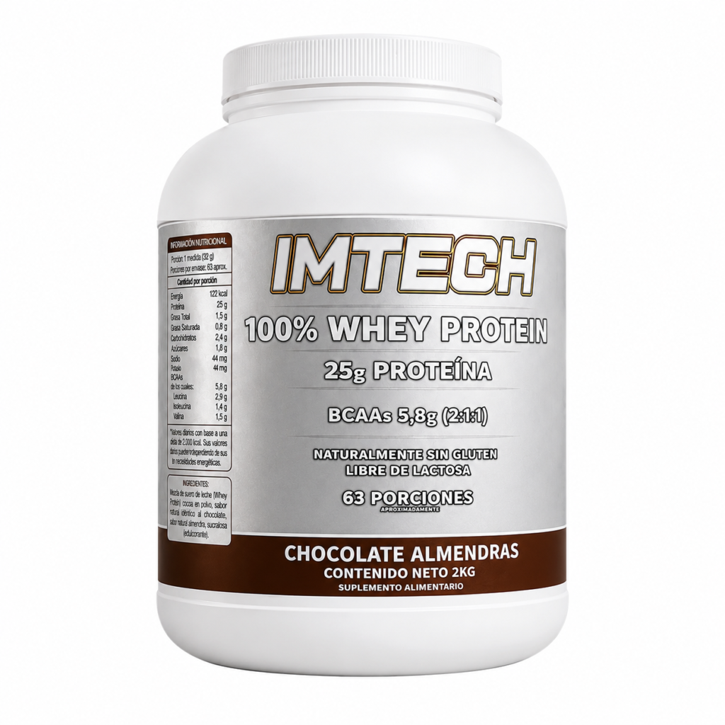 100% Whey Protein (Sin Gluten / Lactosa) - 2 Kgs / 63 Porciones, Chocolate Almendras
