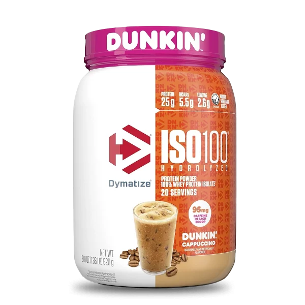 Iso 100 Hydrolyzed Dunkin' - 1.36 Ibs / 20 Servicios, Cappuccino
