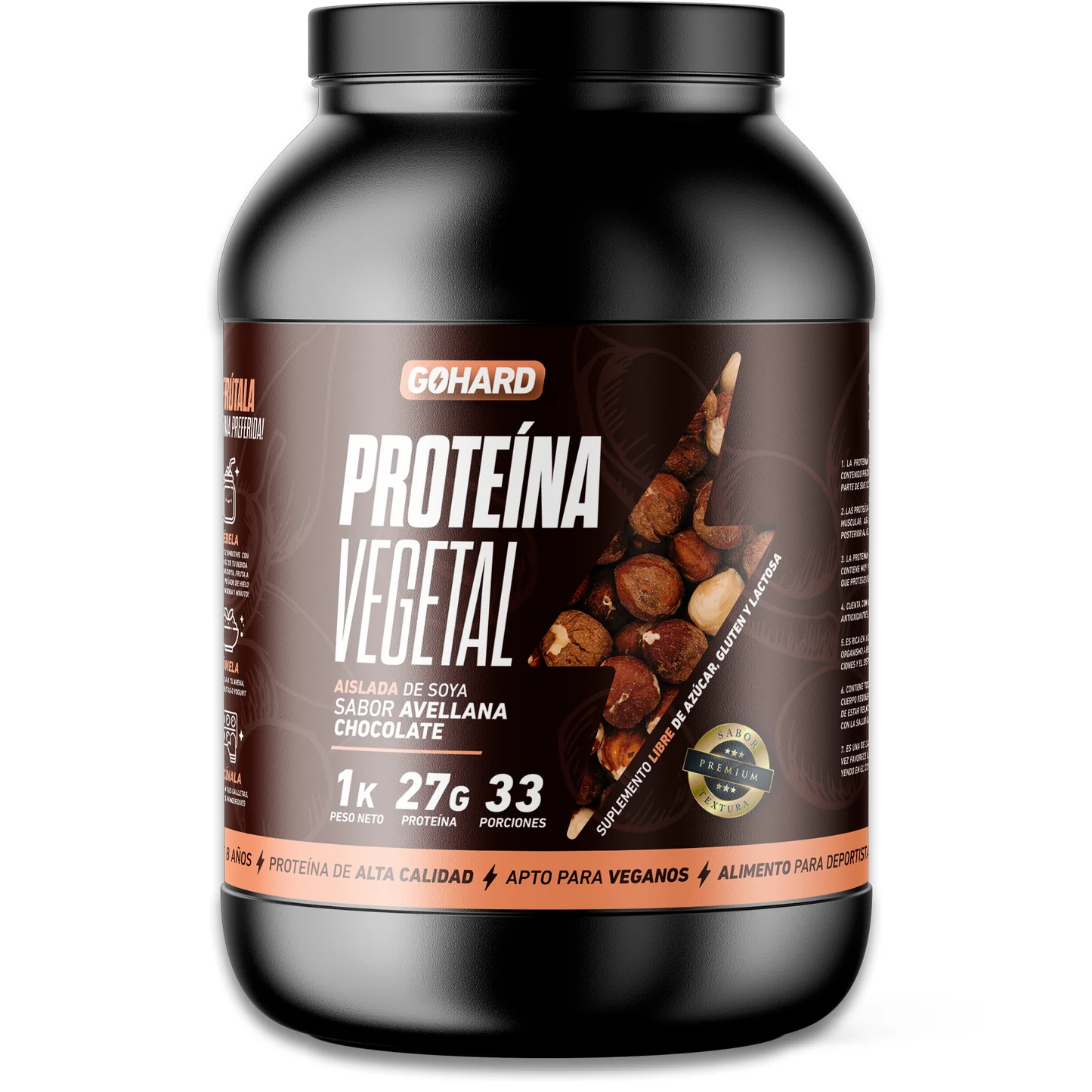 Proteína Vegetal - 1 Kg / 33 Servicios, Avellana Chocolate