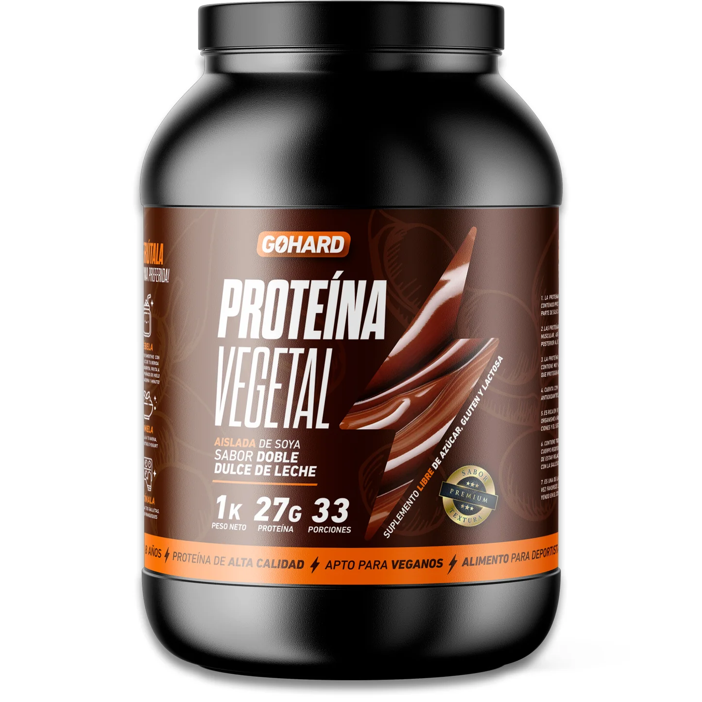 Proteína Vegetal - 1 Kg / 33 Servicios, Doble Dulce De Leche